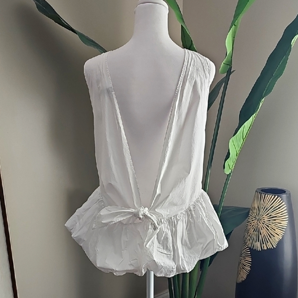 White Sleeveless Ruffle Top